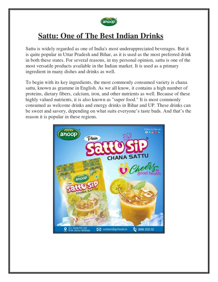 sattu one of the best indian drinks