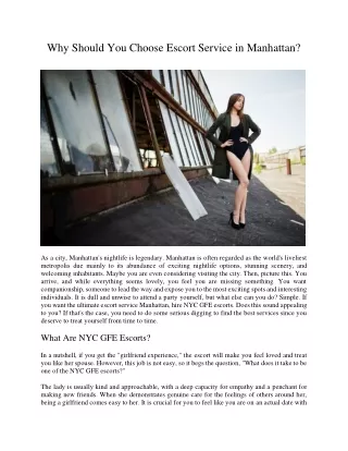 why should you choose escort service in manhattan