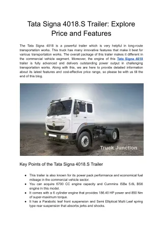 Tata Signa 4018.S Trailer_ Explore Price and Features