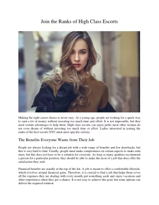 join the ranks of high class escorts