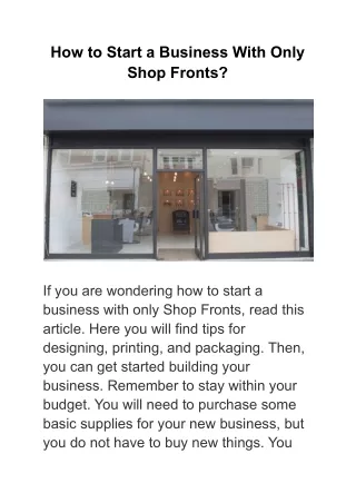 How to Start a Business With Only Shop Fronts