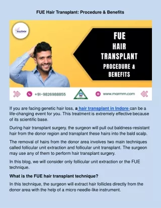 ​FUE Hair Transplant: Procedure & Benefits