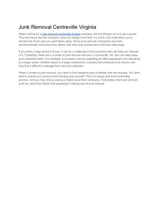 Junk Removal Centreville Virginia
