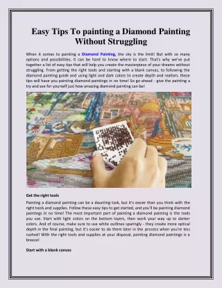Easy Tips To painting a Diamond Painting Without Struggling