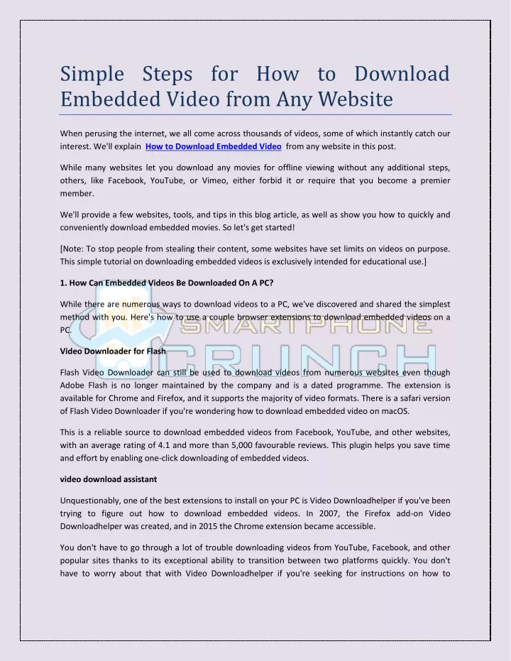 simple steps for how to download embedded video