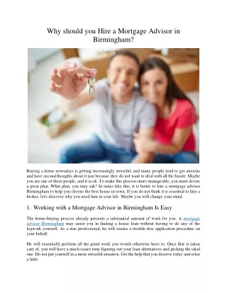 why should you hire a mortgage advisor