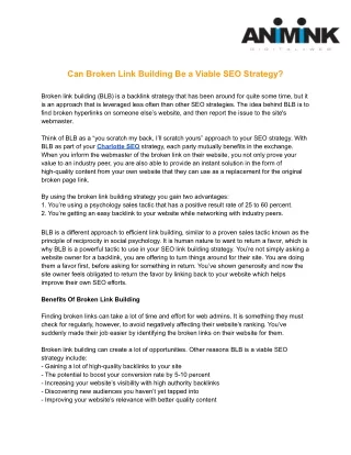 Animink - Is Broken Link Building a Viable SEO Strategy