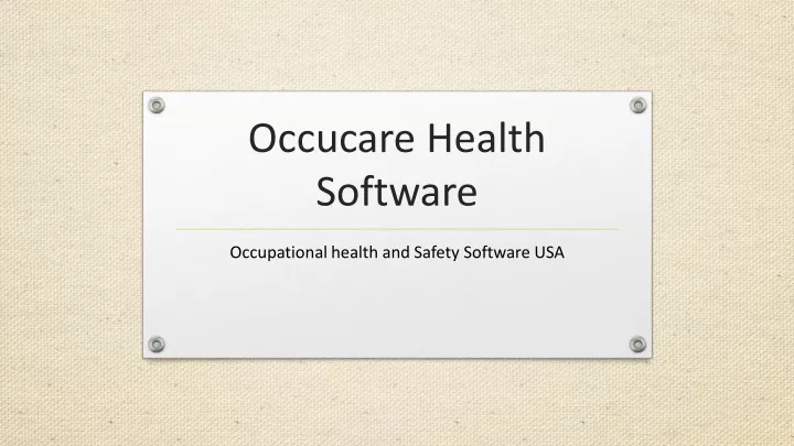 occucare health software