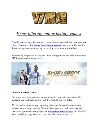 V7my offering online betting games