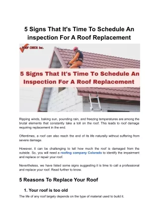 5 Signs That It's Time To Schedule An Inspection For A Roof Replacement