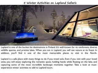 5 winter activities on lapland safaris