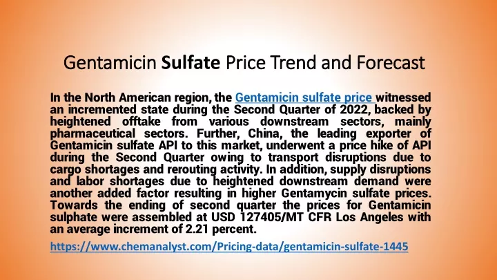 gentamicin sulfate price trend and forecast