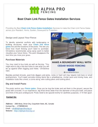 Best Chain Link Fence Gates Installation Services