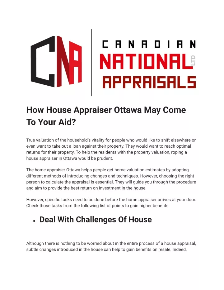 how house appraiser ottawa may come to your aid