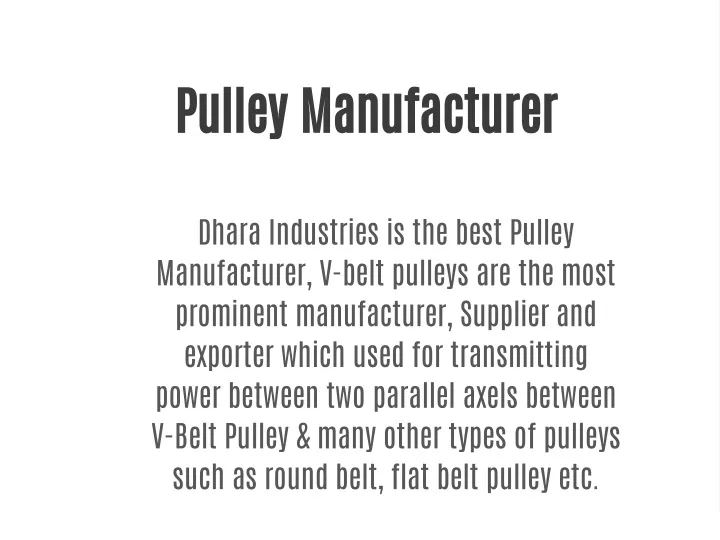 pulley manufacturer