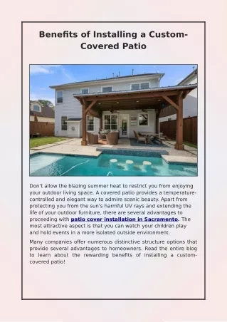 benefits of installing a custom covered patio