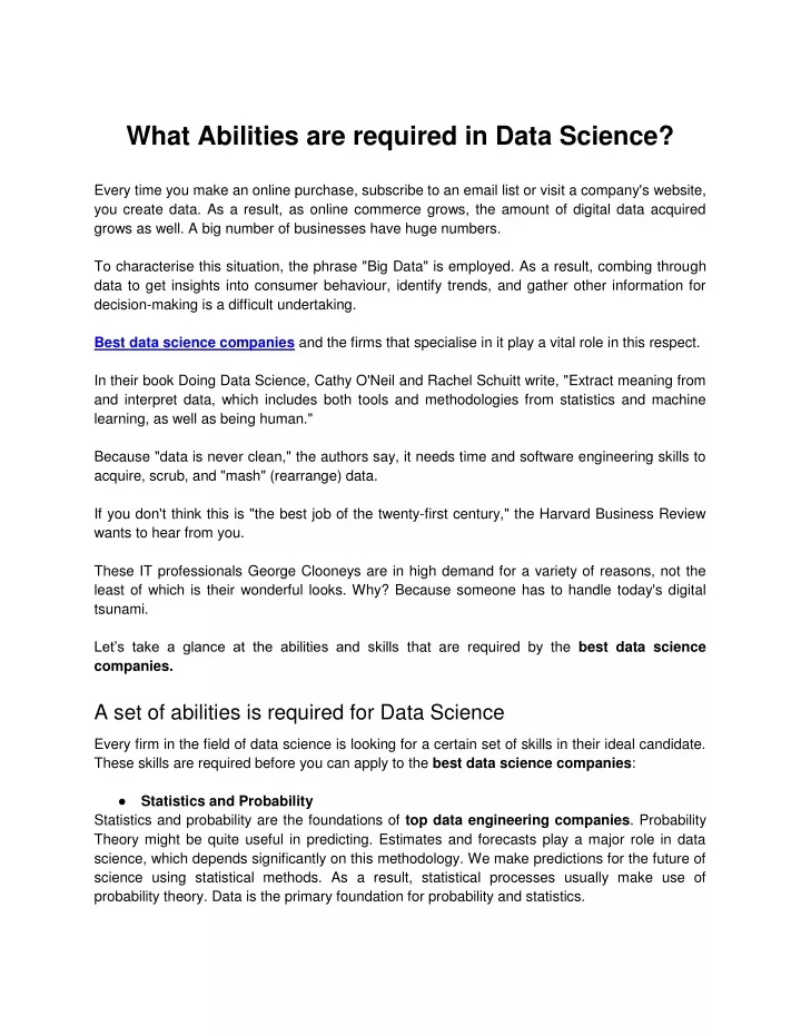 what abilities are required in data science