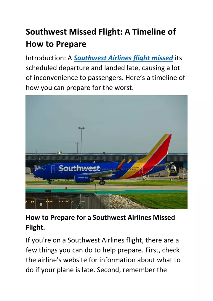 southwest missed flight a timeline