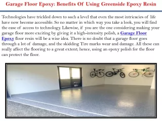 garage floor epoxy benefits of using greenside