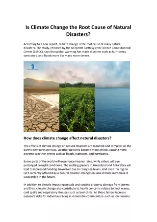 Is Climate Change the Root Cause of Natural Disasters