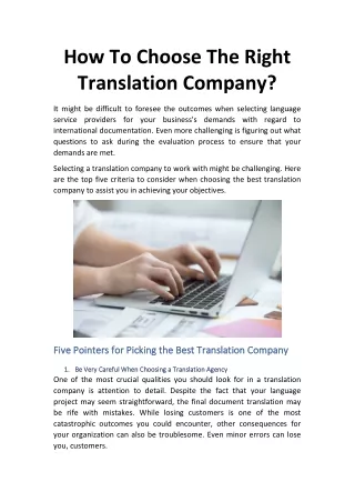 How To Choose The Right Translation Company?