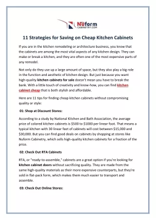 11 Strategies for Saving on Cheap Kitchen Cabinets