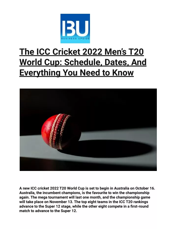 the icc cricket 2022 men s t20 world cup schedule