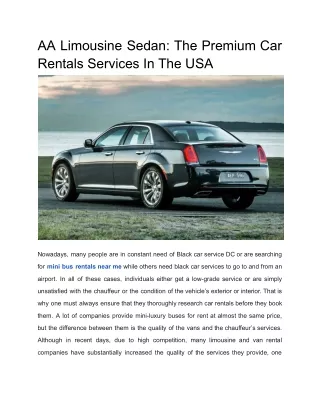 AA Limousine Sedan_ The Premium Car Rentals Services In The USA