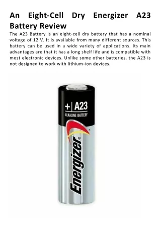 An Eight-Cell Dry Energizer A23 Battery Review