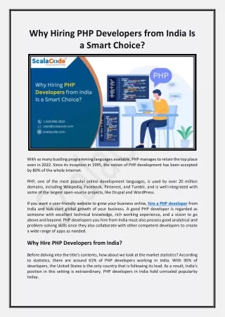 why hiring php developers from india is a smart