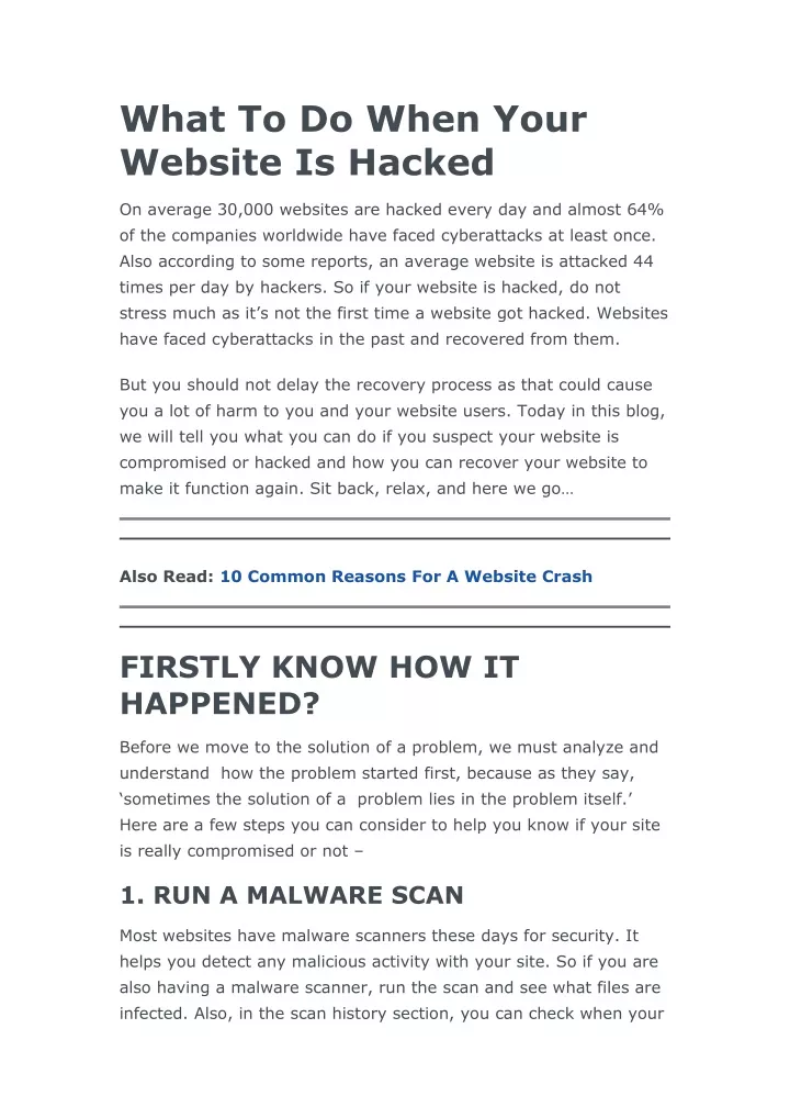 what to do when your website is hacked