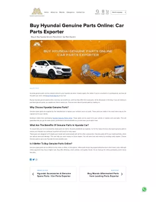 Hyundai Spare Parts: Buy Genuine Hyundai Accessories