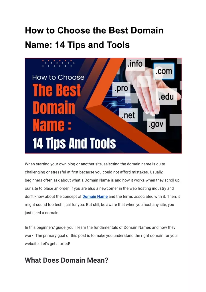 how to choose the best domain name 14 tips