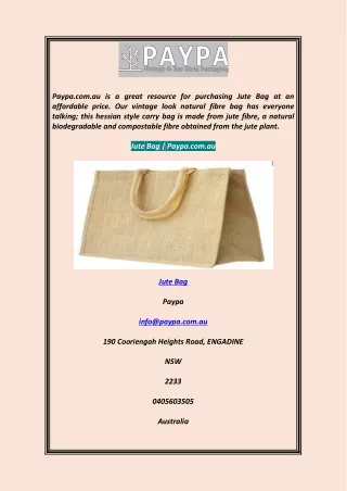 Jute Bag  Paypa.com.au