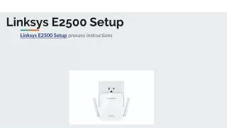 Linksys E2500 Setup
