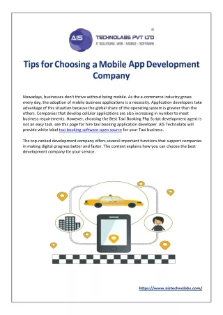 Tips for Choosing a Mobile App Development Company