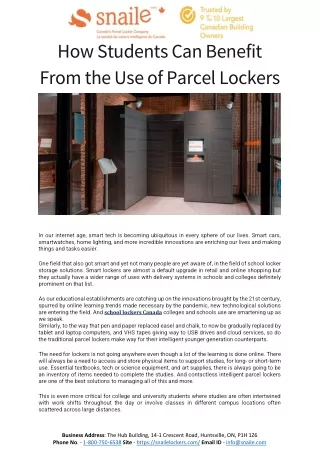 How Students Can Benefit From the Use of Parcel Lockers