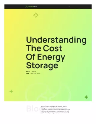Energy Storage Costs