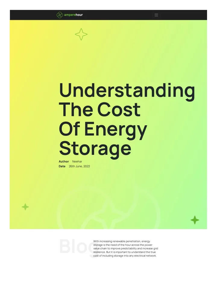 understanding the cost of energy storage author