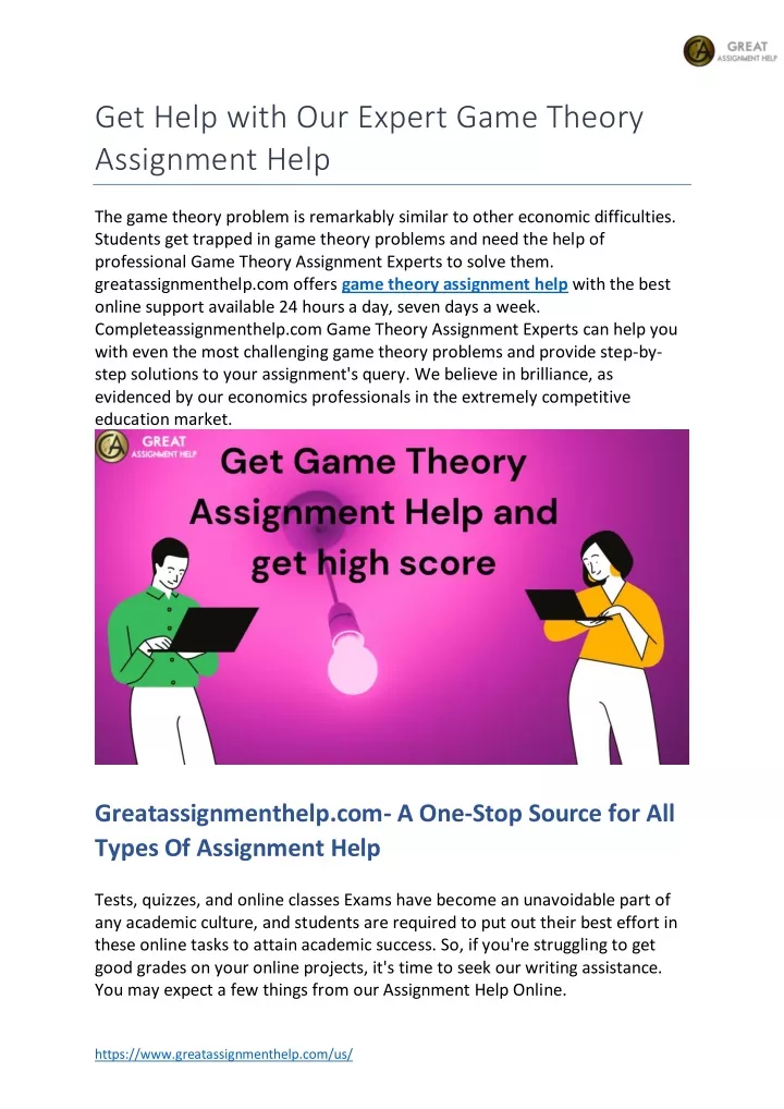 get help with our expert game theory assignment