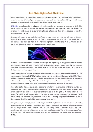 led strip lights and their use