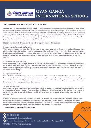 Why physical education is important for students?