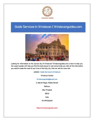 Guide Services In Vrindavan | Vrindavanguides.com