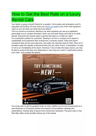 R-3 How to Get the Best Rate on a luxury Rental Cars