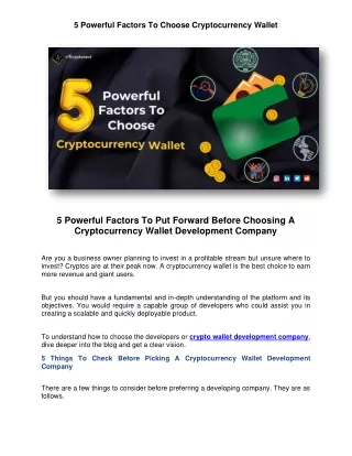 5 powerful factors to choose cryptocurrency wallet