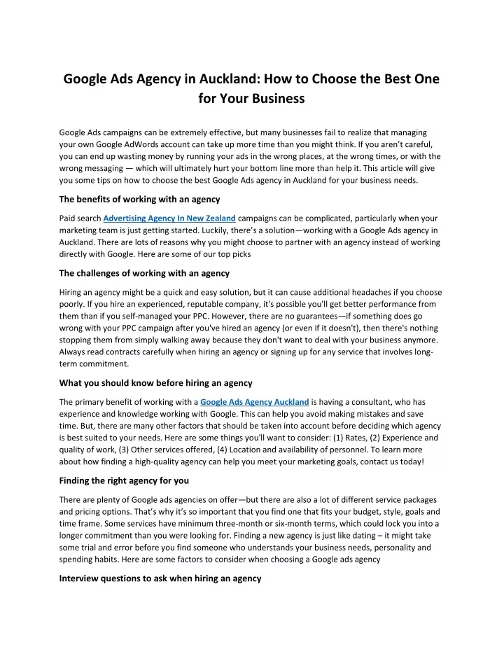 google ads agency in auckland how to choose