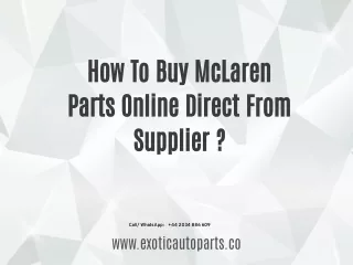 Buy McLaren Parts Online Direct From Supplier | Exotic Auto Parts | UK