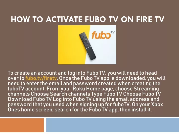PPT Activate Fubo TV on Fire Stick PowerPoint Presentation, free