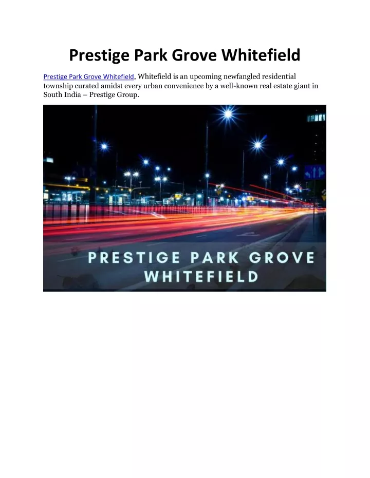 prestige park grove whitefield