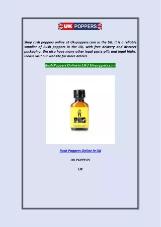 Rush Poppers Online in Uk  Uk-poppers.com